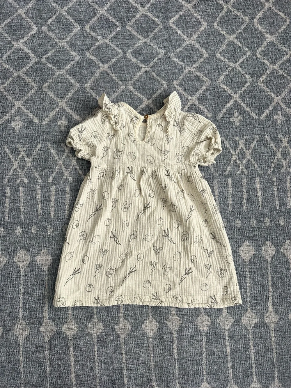 Grayson Collective Cream Vegetable-Print Dress Puff Sleeves 4T